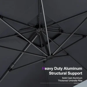 PURPLE LEAF Cantilever Patio Umbrella, 10FT Square, Grey - 360 Degree Rotation