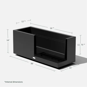 Veradek Rectangular Planter, Large, 16 in x 15 in x 38 in - Block Series Long Box