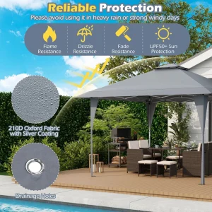 Costway Pop-Up Gazebo Outdoor Canopy Tent, 13 x 13 ft, Gray