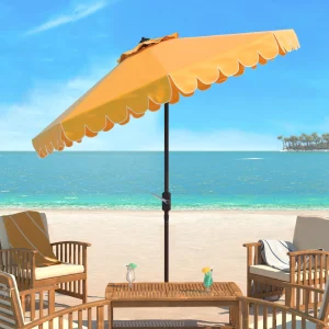 Safavieh Patio Umbrella 9' Crank Tilt Navy/White - Venice