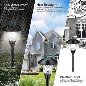 Solar Garden Landscape Lights, 8 Pack - Waterproof Glass Stainless Steel Auto-On/Off