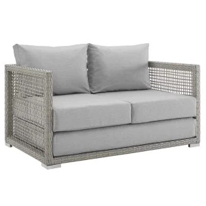 Afuera Living Wicker Patio Loveseat, Gray - 52in W x 32in D