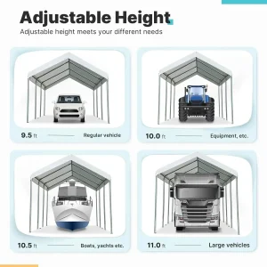 ADVANCE OUTDOOR Heavy Duty Portable Carport 10x20 ft, Beige