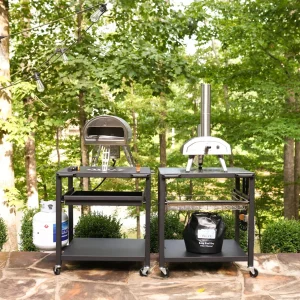 NUUK Three-Shelf Heavy Duty Rolling Outdoor Pizza Oven Table, 24 in x 30 in Steel