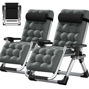 NAIZEA Zero Gravity Lawn Recliner Chairs, 2 Pack, Black