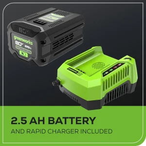 Greenworks 80V Brushless Cordless Leaf Blower, 700 CFM / 170 MPH, 2.5Ah Battery And 40-Min Rapid Charger