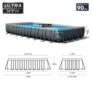 INTEX Ultra XTR Above Ground Pool 24ft x 12ft x 52in With 2 Floating Recliners And Mega Chill II Cooler