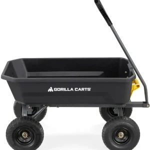 Poly Dump Garden Cart With No-Flat Tires, 7 Cubic Feet, 1200-Pound Capacity, Black - 7GCG-NF