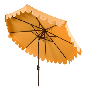 Safavieh Patio Umbrella 9' Crank Tilt Navy/White - Venice