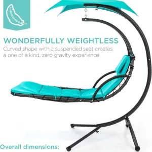 Best Choice Products Outdoor Hanging Steel Chaise Lounge Chair With Canopy, Charcoal Gray - SKY5871