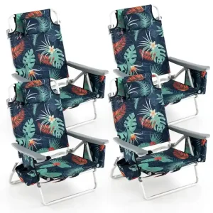 CraftPorch 4-Pack Folding Beach Chairs With 5-Position Recline