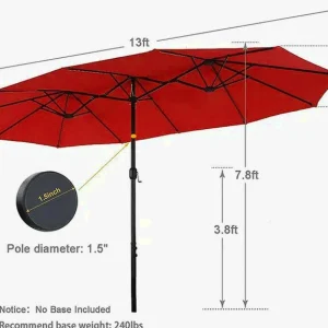 8-Piece Patio Dining Set With Umbrella And 6 Sling Dining Swivel Chairs
