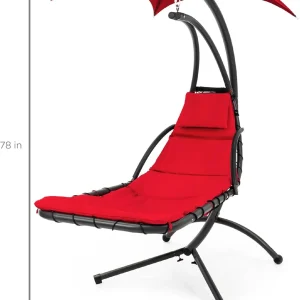 Best Choice Products Outdoor Hanging Steel Chaise Lounge Chair With Canopy, Charcoal Gray - SKY5871