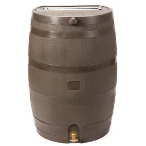 50 Gallon Rain Barrel With Brass Spigot And Flat-Back Design