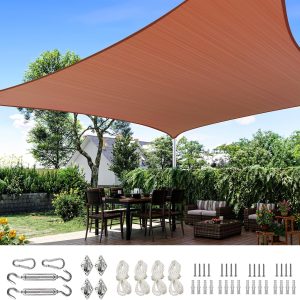 Quictent Rectangular Sun Shade Sail 185GSM 20x26ft White and Grey Multi