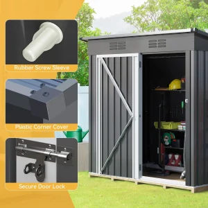 UFORIC Outdoor Storage Shed, 5 x 3 ft, Dark Gray