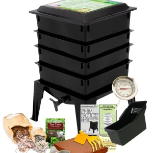 Nature's Footprint Composter Bin, 4 Trays, Black - Worm Factory 360