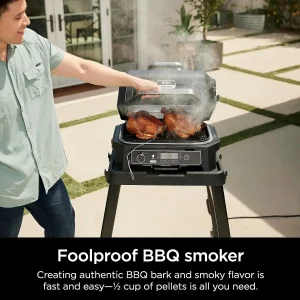 Ninja 7-in-1 Portable Electric Outdoor Grill And Smoker With Thermometer, Grey - OG751BRN