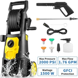 Electric Pressure Washer 2000 PSI 1500W 1.76 GPM Yellow