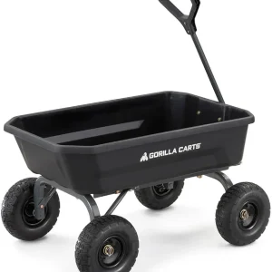 Poly Dump Garden Cart With No-Flat Tires, 7 Cubic Feet, 1200-Pound Capacity, Black - 7GCG-NF