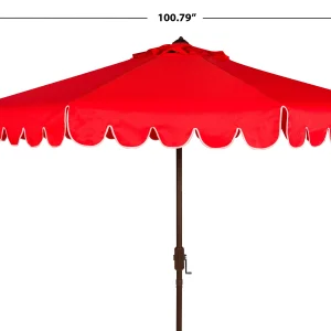 Safavieh Patio Umbrella 9' Crank Tilt Navy/White - Venice