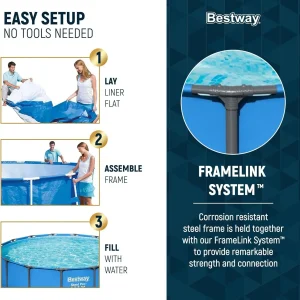 Steel Pro MAX 14 Foot x 48 Inch Round Steel Frame Above Ground Pool Set With 1,000 Filter Pump, Ladder And Cover - Gray
