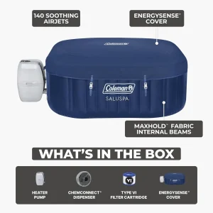 Coleman SaluSpa Atlantis AirJet Inflatable Hot Tub, 4 to 6 Person, 140 Air Jets, 71 x 28 in