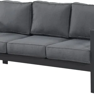 Superjoe Outdoor Patio Sofa 3 Seats Gray Aluminum With Dark Grey Cushions