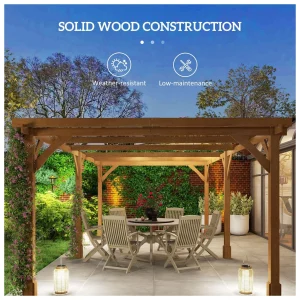 Wood Pergola 20 x 10 ft Dark Brown