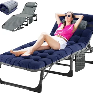 Slsy 5-Position Adjustable Folding Lounge Chair And Cot - 75.2" x 25.6" x 11.8"