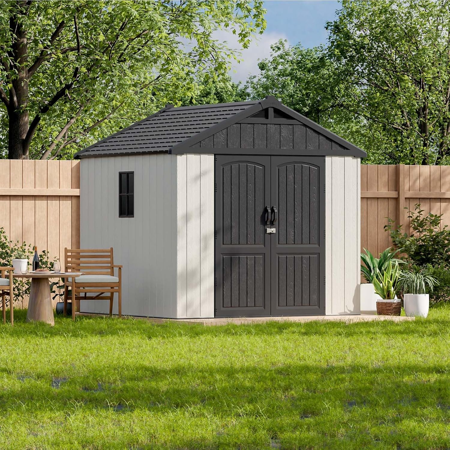 Patiowell 6x4 FT Resin Outdoor Storage Shed With Floor - Light Gray