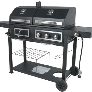 Dual Fuel Gas And Charcoal Combo Grill, Black With Stainless - GBC1793W