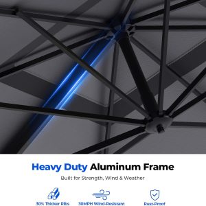 HOMSHADE Cantilever Patio Umbrella, 9x12FT, Grey, Aluminum, 360 Degree Rotation, 6 Tilts