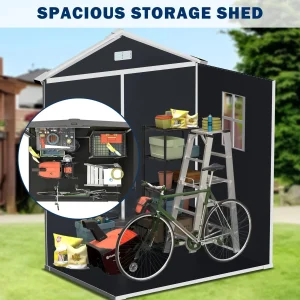 Seizeen Resin Outdoor Storage Shed With Floor, Light Gray, 82 in H
