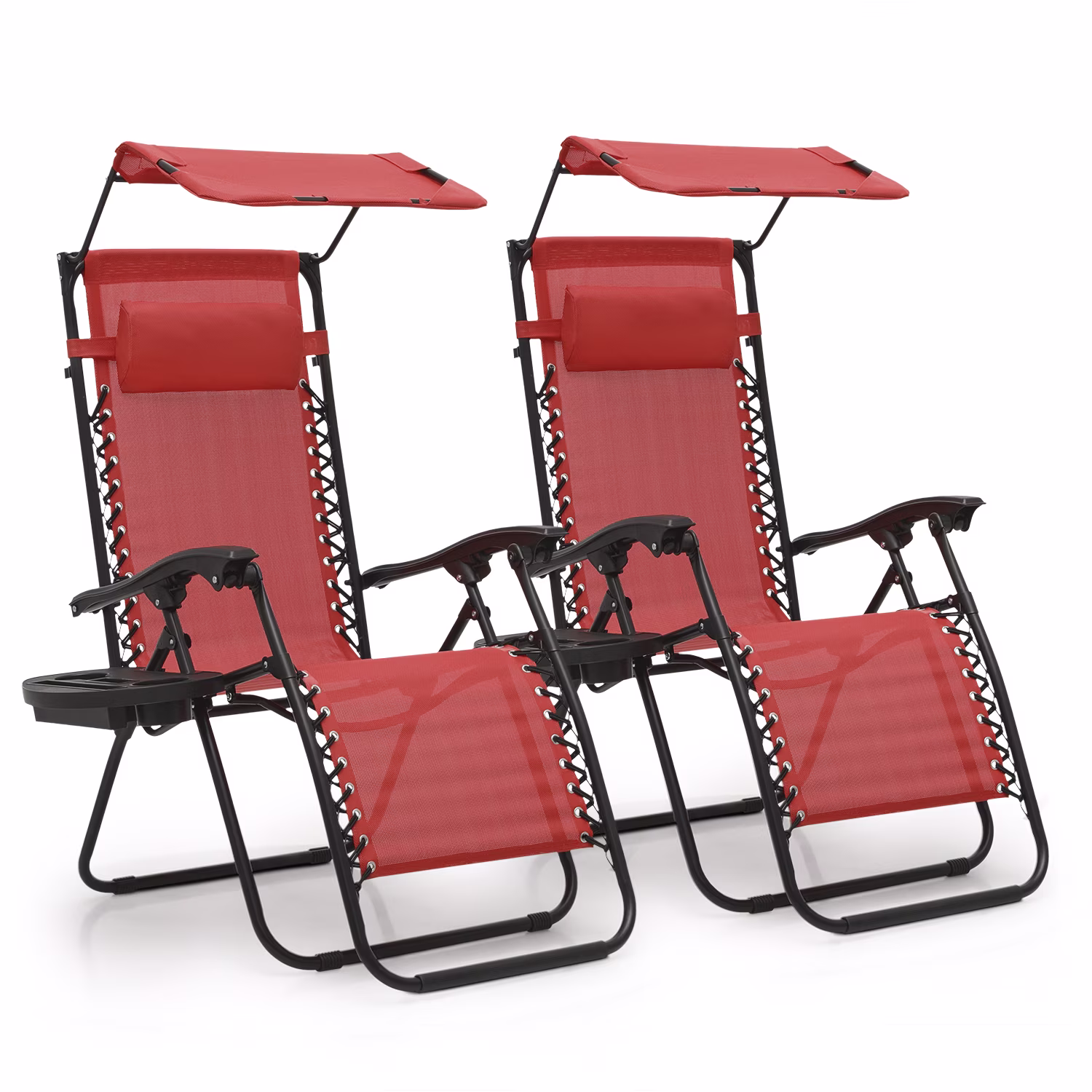 MoNiBloom Zero Gravity Reclining Chairs Set Of 2 With Canopy Shade And Headrest, Black - 330 lbs