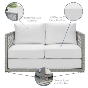 Afuera Living Wicker Patio Loveseat, Gray - 52in W x 32in D