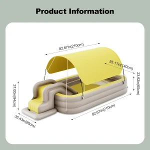 Ergocar Inflatable Swimming Pool With Water Slide And Awning - 2.1 Meters, Three Layers