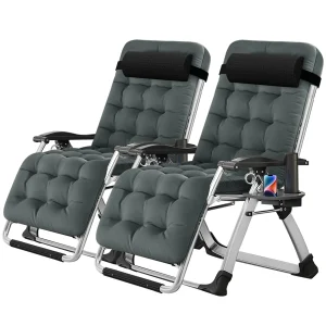 NAIZEA Zero Gravity Lawn Recliner Chairs, 2 Pack, Black