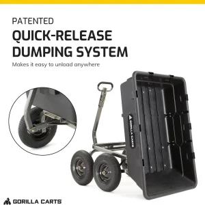 Gorilla Carts Utility Dump Wagon 6 Cubic Feet 1200 lb Capacity Black - GOR6PS