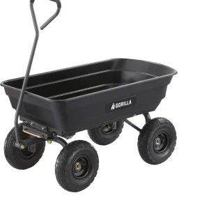 Gorilla Carts Utility Dump Wagon 6 Cubic Feet 1200 lb Capacity Black - GOR6PS