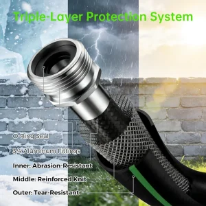 Retractable Garden Hose Reel 5/8 in x 100 ft Heavy Duty Wall Mounted With 9-Pattern Nozzle - 180 Degree Swivel