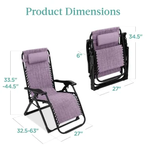 Best Choice Products Oversized Zero Gravity Folding Recliner With Removable Cushion And Side Tray - Fossil Gray