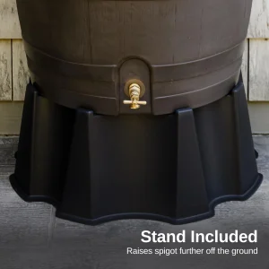 50 Gallon Rain Barrel With Brass Spigot And Flat-Back Design