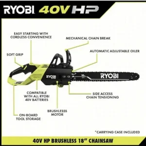 Ryobi 18-Inch 40V Cordless Chainsaw Kit With Battery And Charger - RY40530