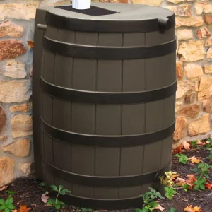 Good Ideas Rain Wizard 40 Gallon Rain Barrel With Darkened Ribs - Oak