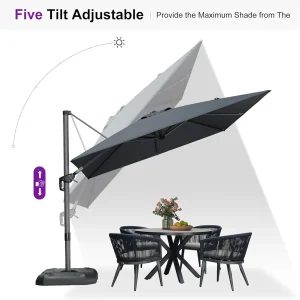 PURPLE LEAF 9 Feet Square Patio Cantilever Umbrella, Light Grey