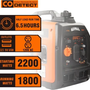 GENMAX Gas Inverter Generator - 2200 Starting Watts / 1800 Running Watts