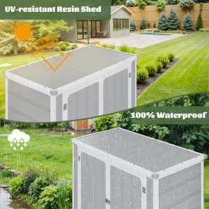 Enyopro Horizontal Resin Outdoor Storage Shed, 306Gal, 55.9in L x 29.52in W x 43.3in H