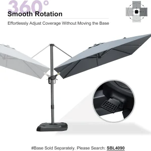 PURPLE LEAF 9 Feet Square Patio Cantilever Umbrella, Light Grey