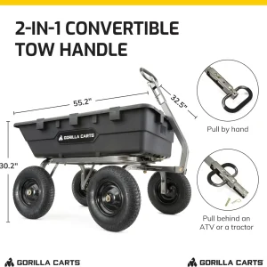 Gorilla Carts Utility Dump Wagon 6 Cubic Feet 1200 lb Capacity Black - GOR6PS